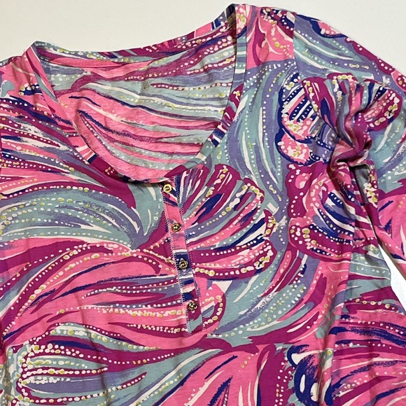 Lilly Pulitzer Tops - Lilly Pulitzer Sorella Henley Magenta Oh My Guava Sz S Multicolor Classic Shirt